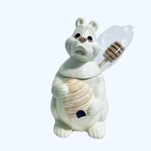 Vintage 1980s QUON QUON JAPAN Honey Bear Honey Pot New with Honey Dipper